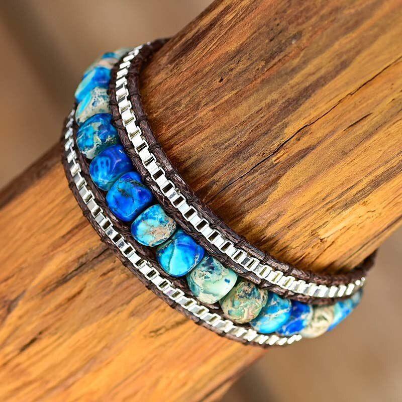 Bracelet Horizon Bleuté en Pierres Naturelles