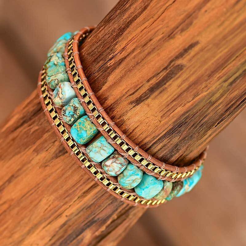 Bracelet Horizon Bleuté en Pierres Naturelles