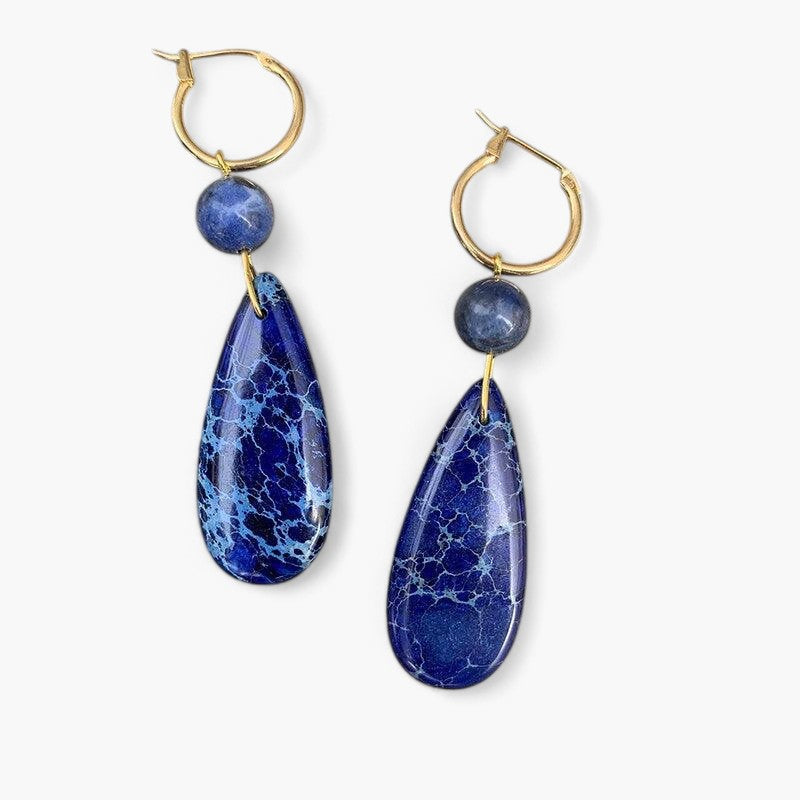 Boucles d'Oreilles en Jaspe Goutte d'Océan