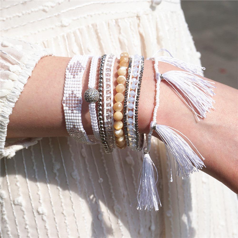 Bracelet Shamballa en Perles Blanches