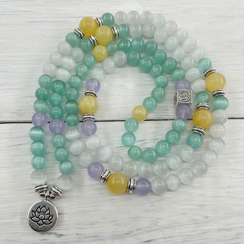 Bracelet Mala Abondance Spirituelle en Jade Jaune et Opale