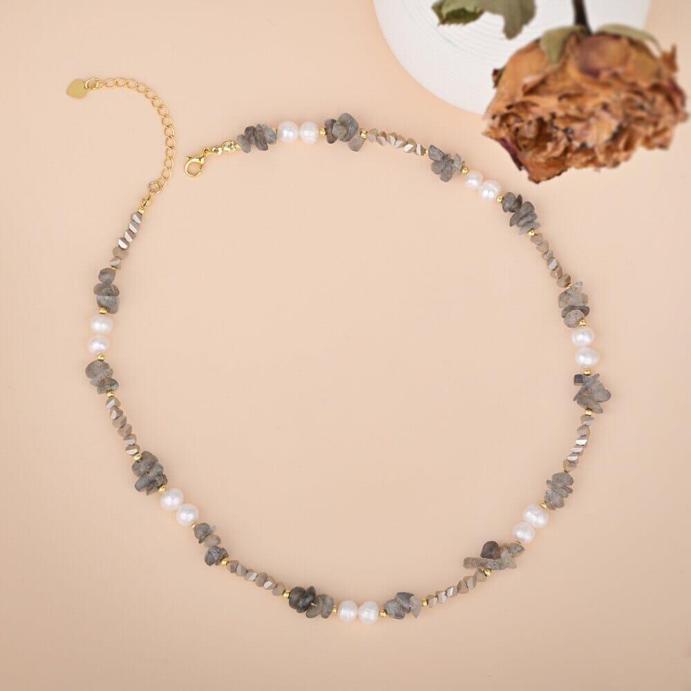 Collier Lucide Déesse en Perles & Labradorite