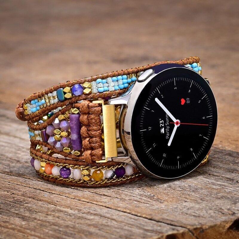 Bracelet pour Montre Samsung Eternelle Positivité en Agate et Hématite