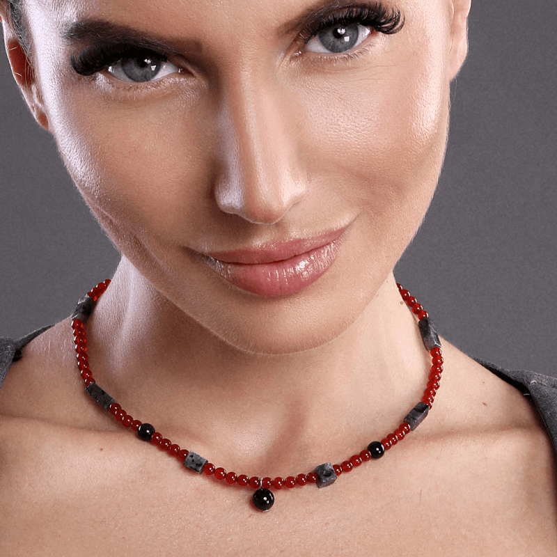 Collier Cosmos Magique en Agate Naturelle et Pierre Scintillante