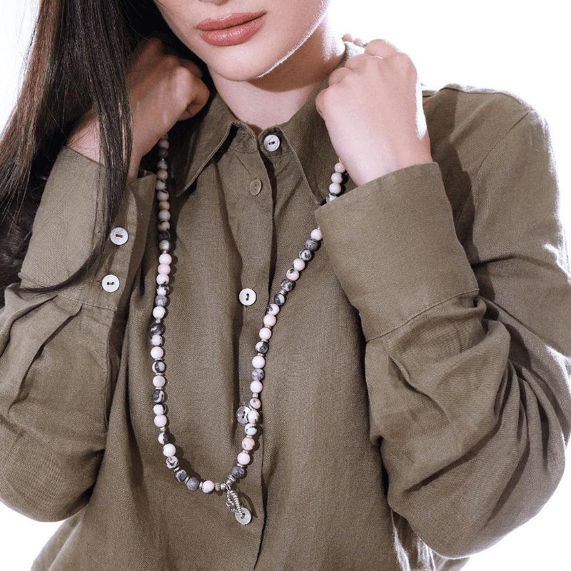 Perles de Mala Rose Zébré Joyeuses Bénédictions