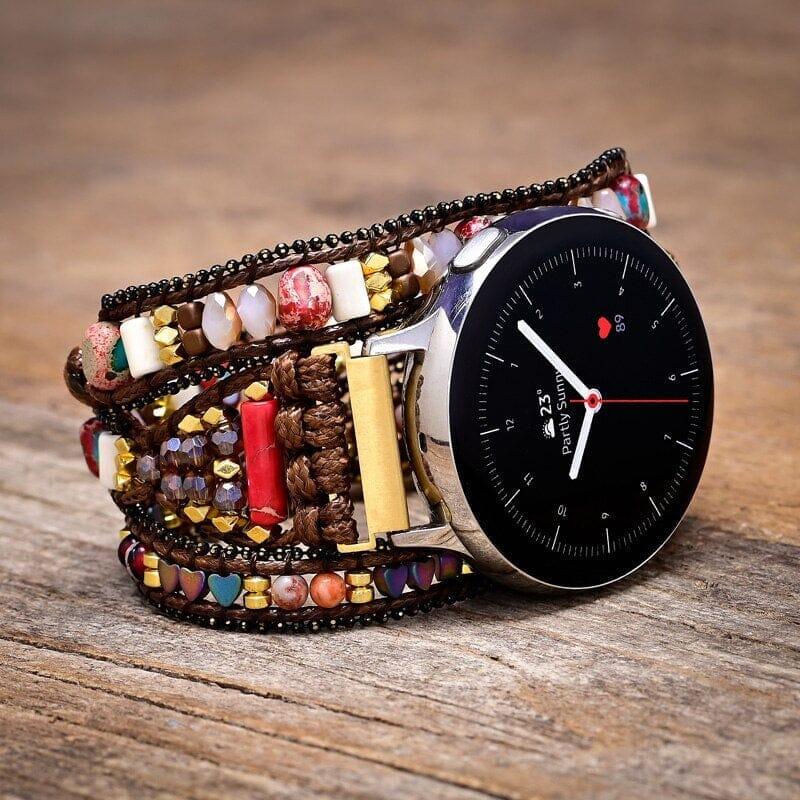 Bracelet pour Montre Samsung en Hématite Terrestres et Jade