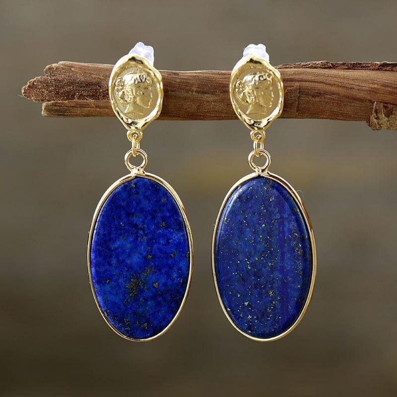Boucles d'Oreilles Pendentifs Féminins Bleu Mystique en Lapis-Lazuli