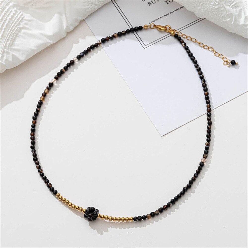 Parure Collier et Bracelet Protecteur en Agate Noire