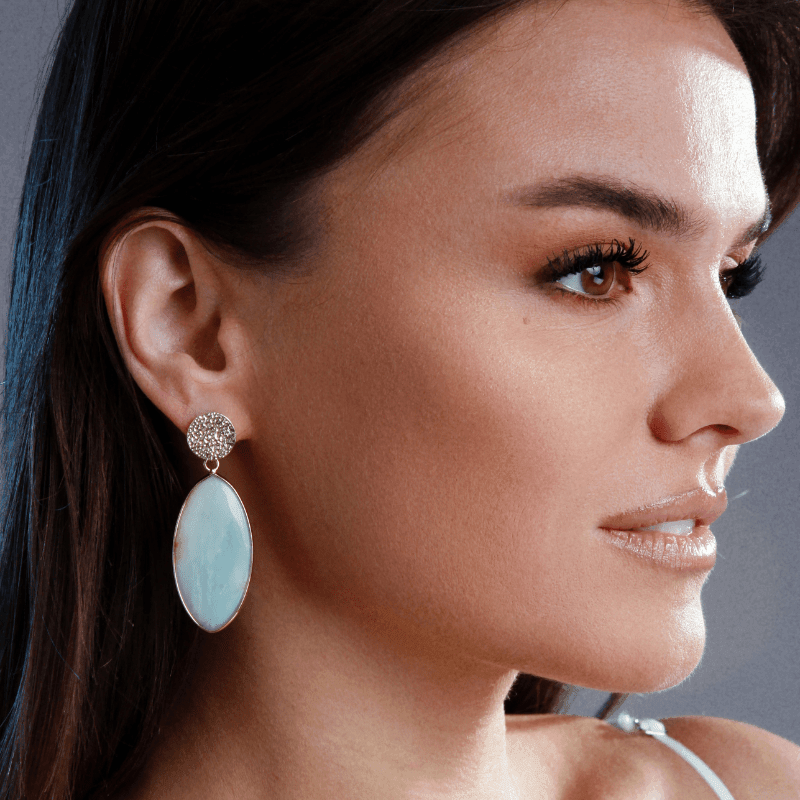 Boucles d'Oreilles Gracieux Hiver en Feuille d'Amazonite