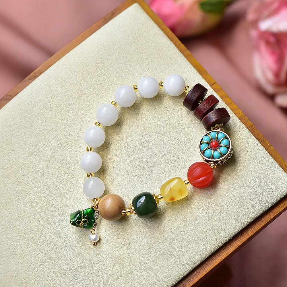 Bracelet Opulence Celeste en Jade, Jaspe et Agate