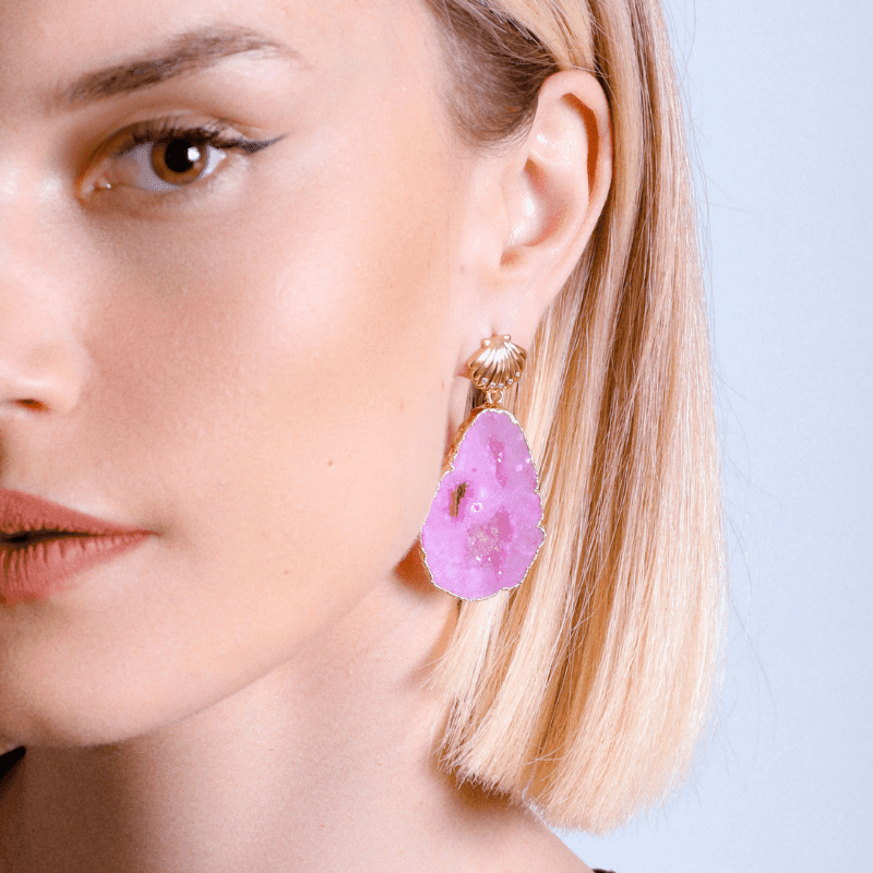 Boucles d'Oreilles Sirène Féerique en Pierre Druzy