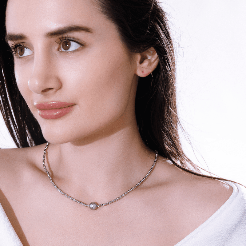 Collier en Perles d'Argent Texturé Simplicité et Élégance