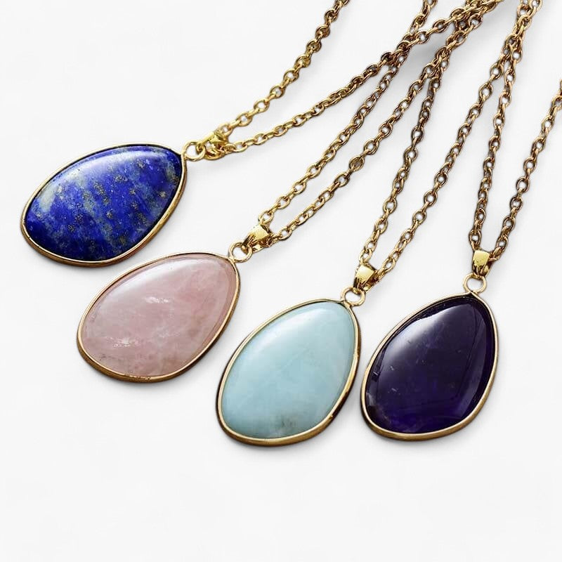 Collier Pendentif Douce Élégance En Or avec Pierres Naturelles