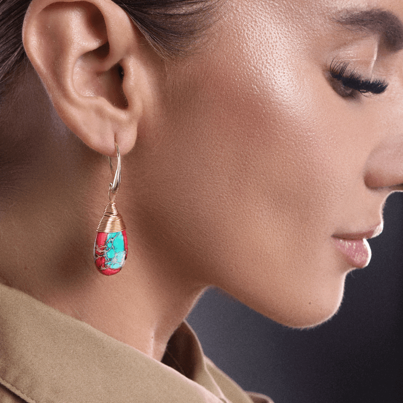 Boucles d'Oreilles Energie Tibétaine en Jaspe