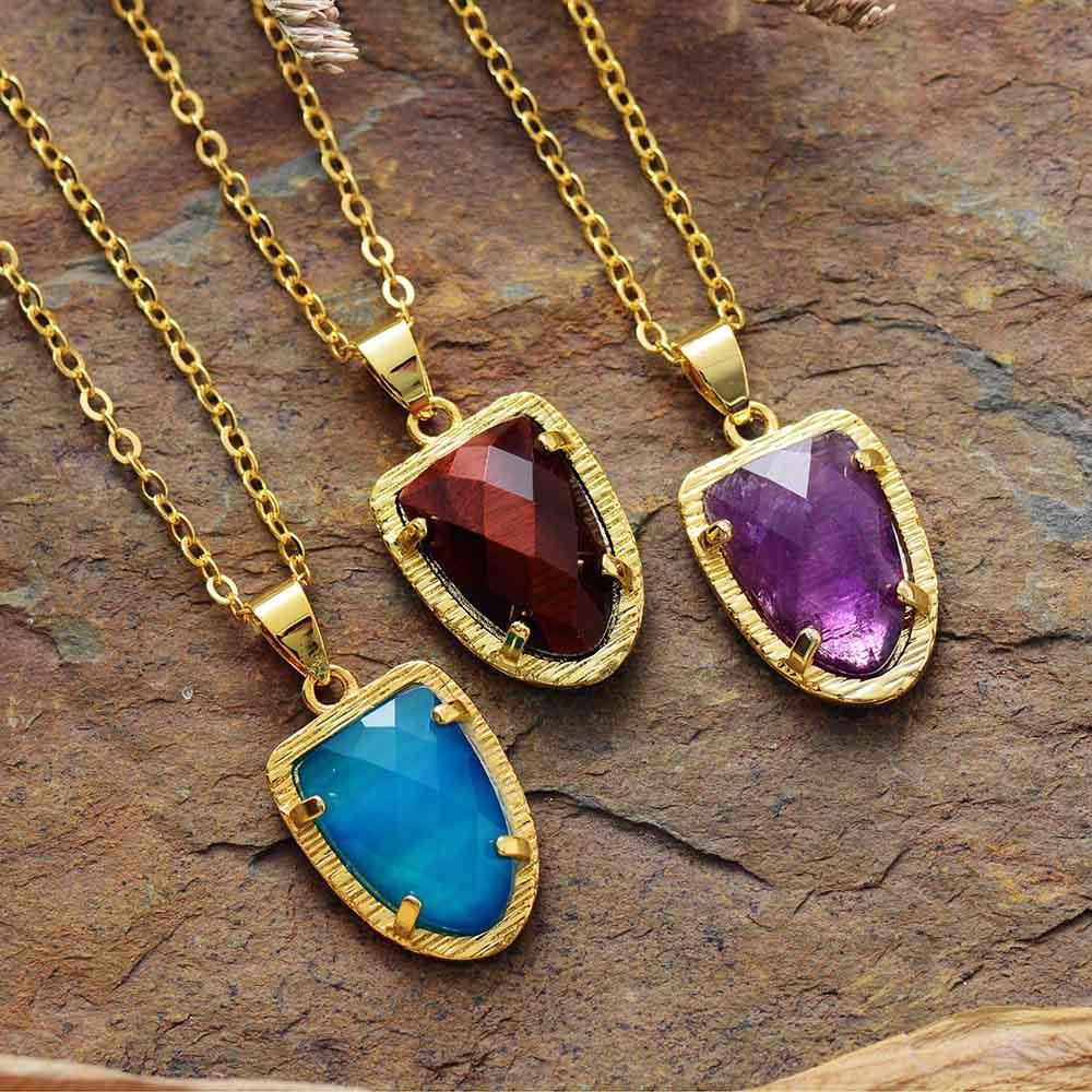 Collier Charme Royal en Oeil de Tigre, Quartz et Oeil de Tigre