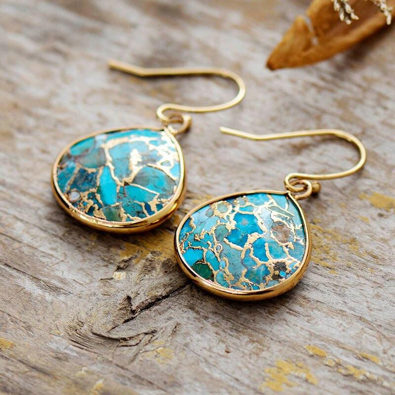 Boucles d'Oreilles Sérénité Côtière en Turquoise