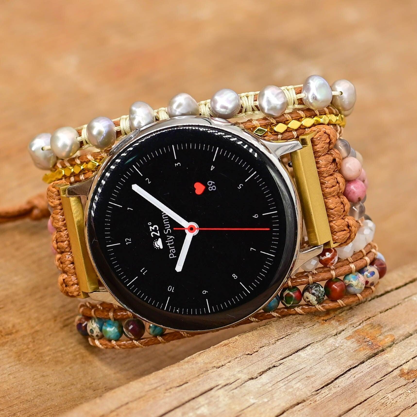 Bracelet de Montre Chic Subtil en Jaspe et Perles