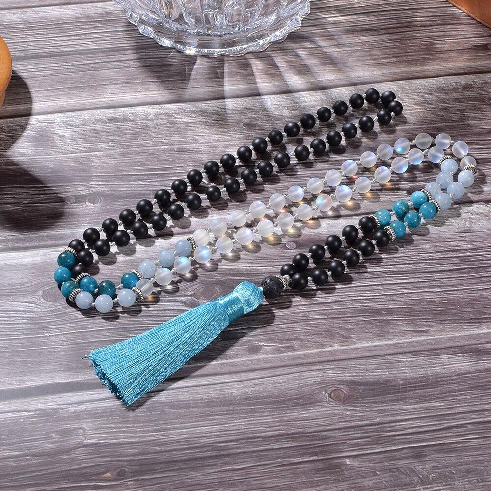 Collier Mala Traditionnel Rêves Bleutés