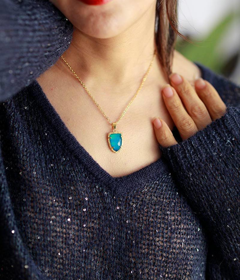 Collier Charme Royal en Oeil de Tigre, Quartz et Oeil de Tigre