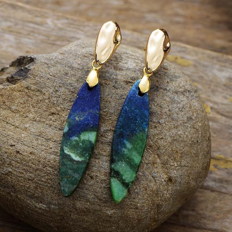 Boucles d'Oreilles en Jade Doré - Bénédictions Époustouflantes