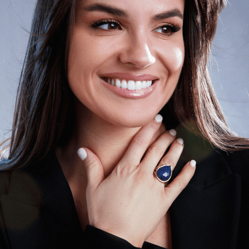 Bague en Labradorite et Lapis-Lazuli