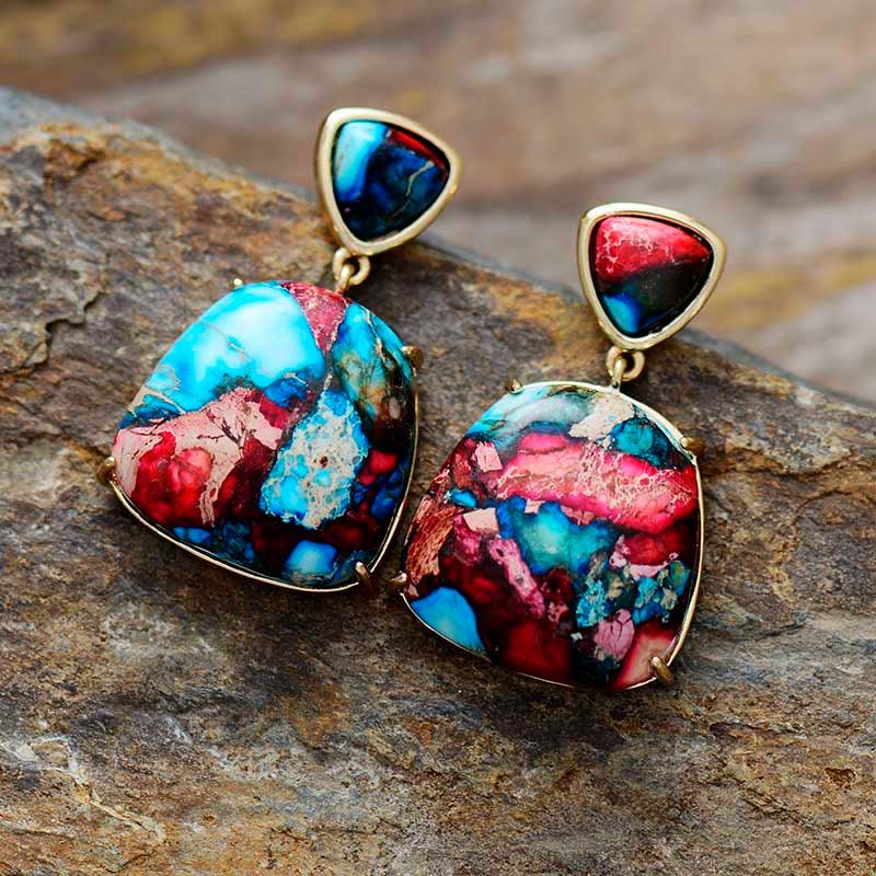 Boucles d'Oreilles Opulentes Fusion Impériale en Jaspe