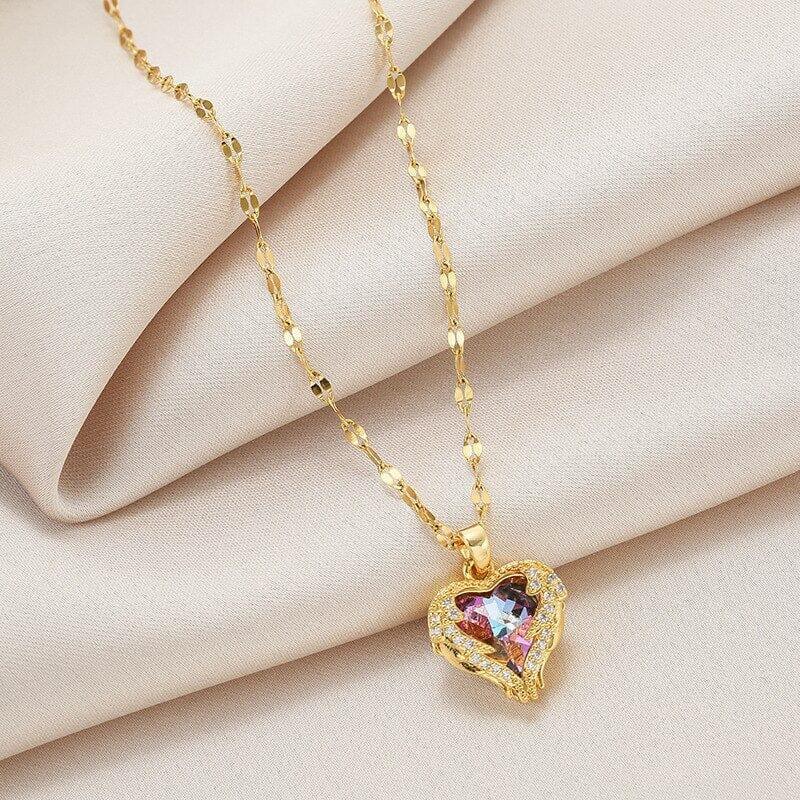 Collier Coeur Captivant en Cristal