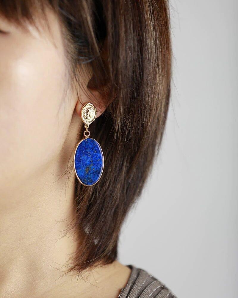 Boucles d'Oreilles Pendentifs Féminins Bleu Mystique en Lapis-Lazuli
