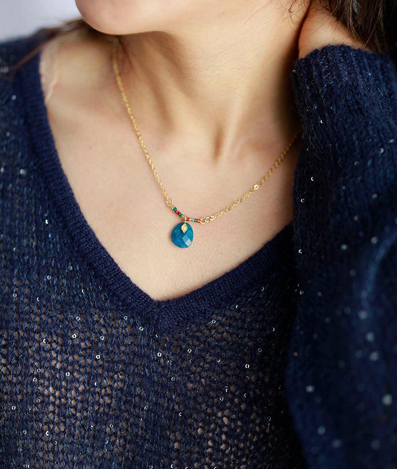 Collier Beauté Pharaonique en Quartz Rose et Apatite