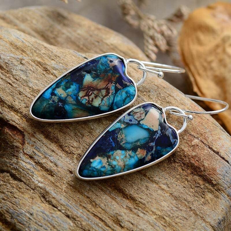 Boucles d'Oreilles en Jaspe Pétales Fleuries