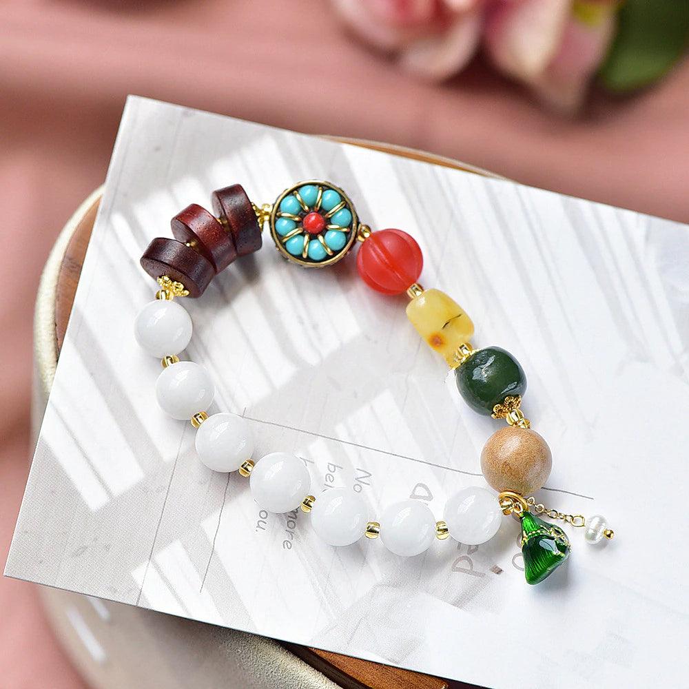 Bracelet Opulence Celeste en Jade, Jaspe et Agate