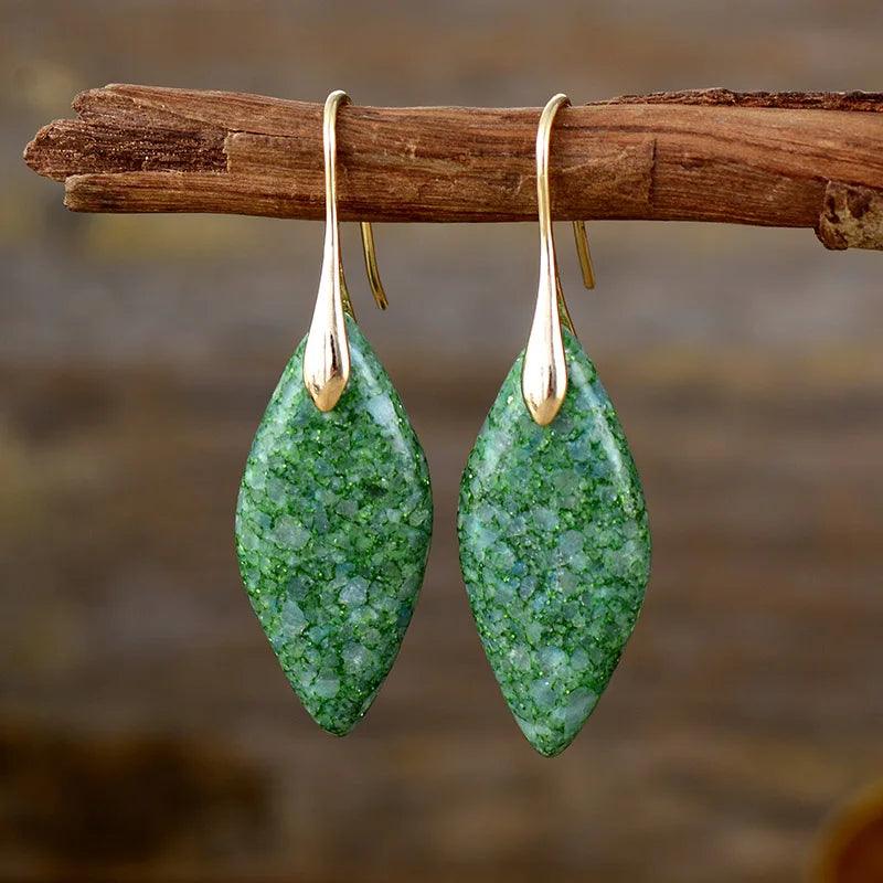 Boucles d'Oreilles Chuchotements des Feuilles en Jaspe