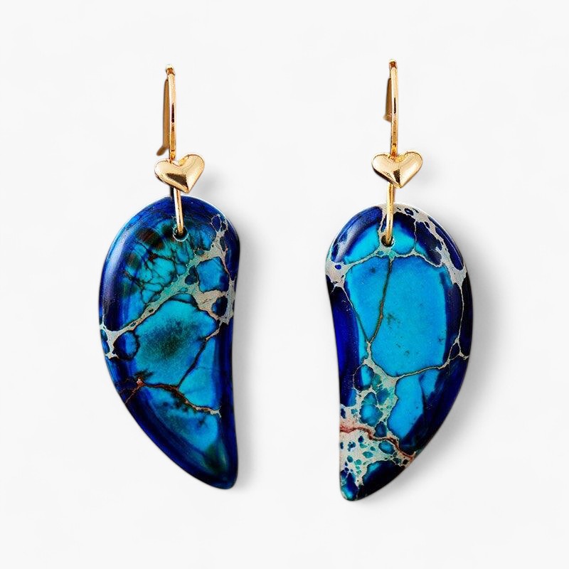 Boucles d'Oreilles Sédiment Océanique en Jaspe