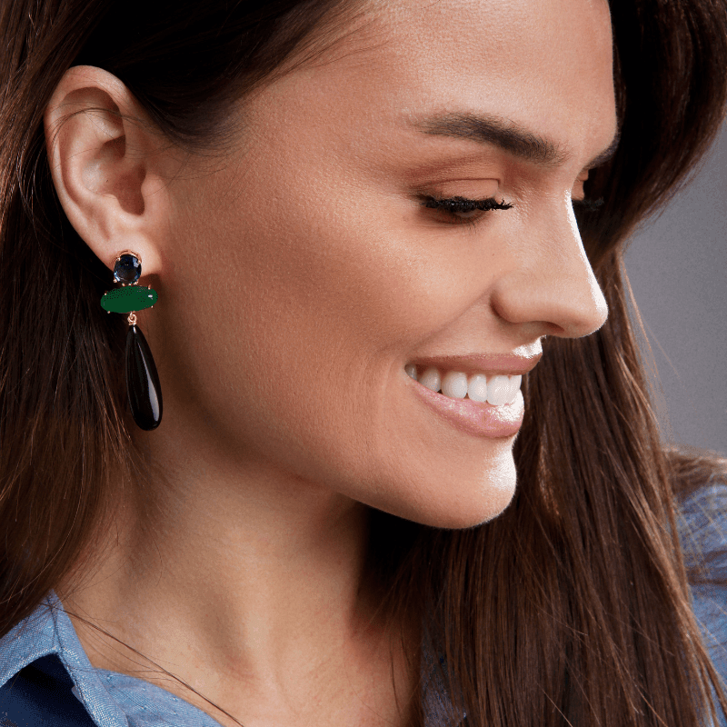 Boucles D'Oreilles Énergie Enjoué en Onyx