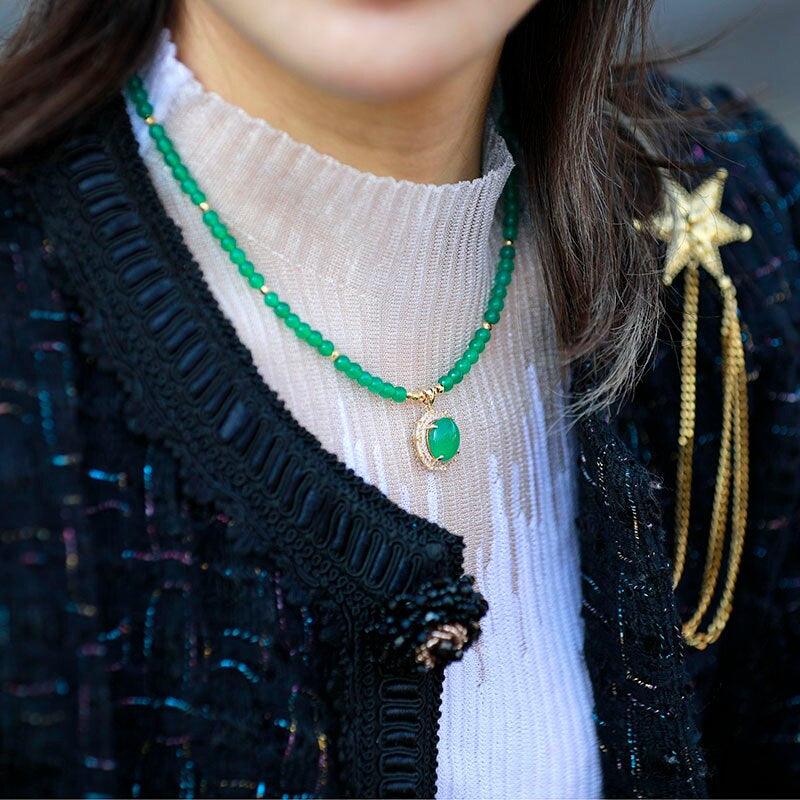 Collier Éclat Verdoyant en Perles d'Onyx