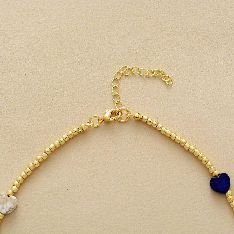 Collier 7 Chakras avec un Coeur en Or