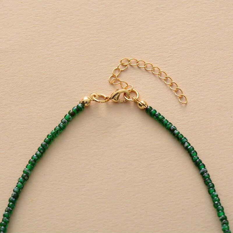 Collier Reine de la Jungle en Quartz et Jade