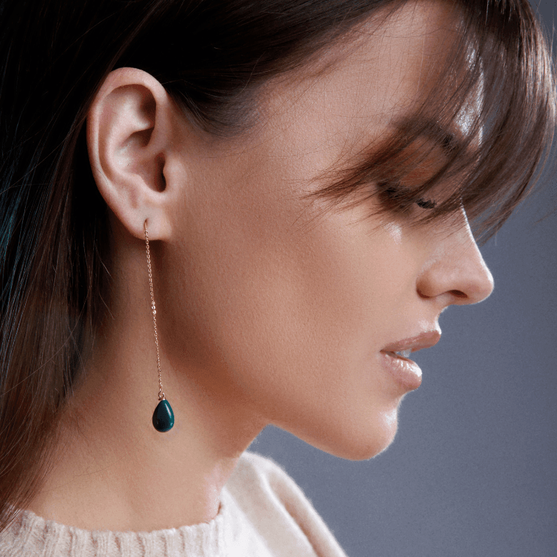 Boucles d'Oreilles Vision Aquatique en Agate