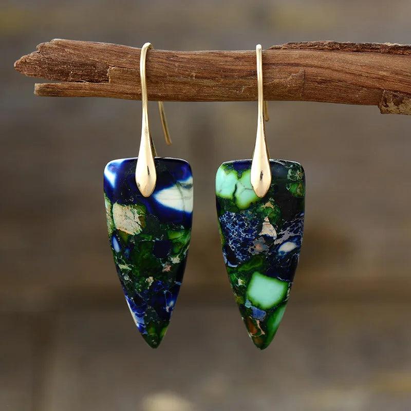 Boucles d'Oreilles Mystique Cascade en Jaspe