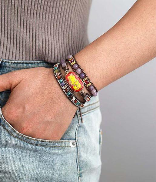 Bracelet Intense Enveloppe Florale en Jaspe