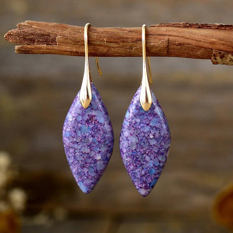 Boucles d'Oreilles Chuchotements des Feuilles en Jaspe