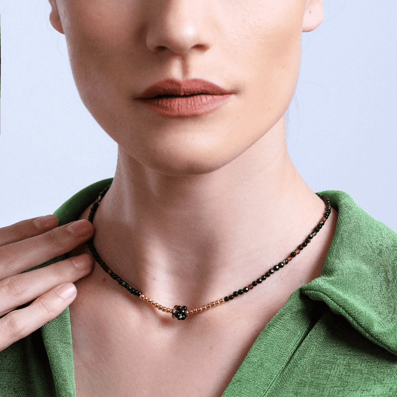 Parure Collier et Bracelet Protecteur en Agate Noire