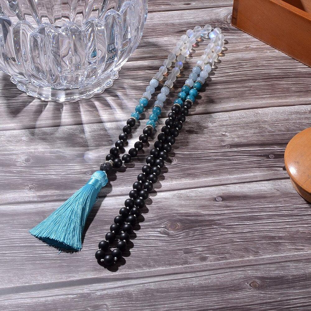 Collier Mala Traditionnel Rêves Bleutés