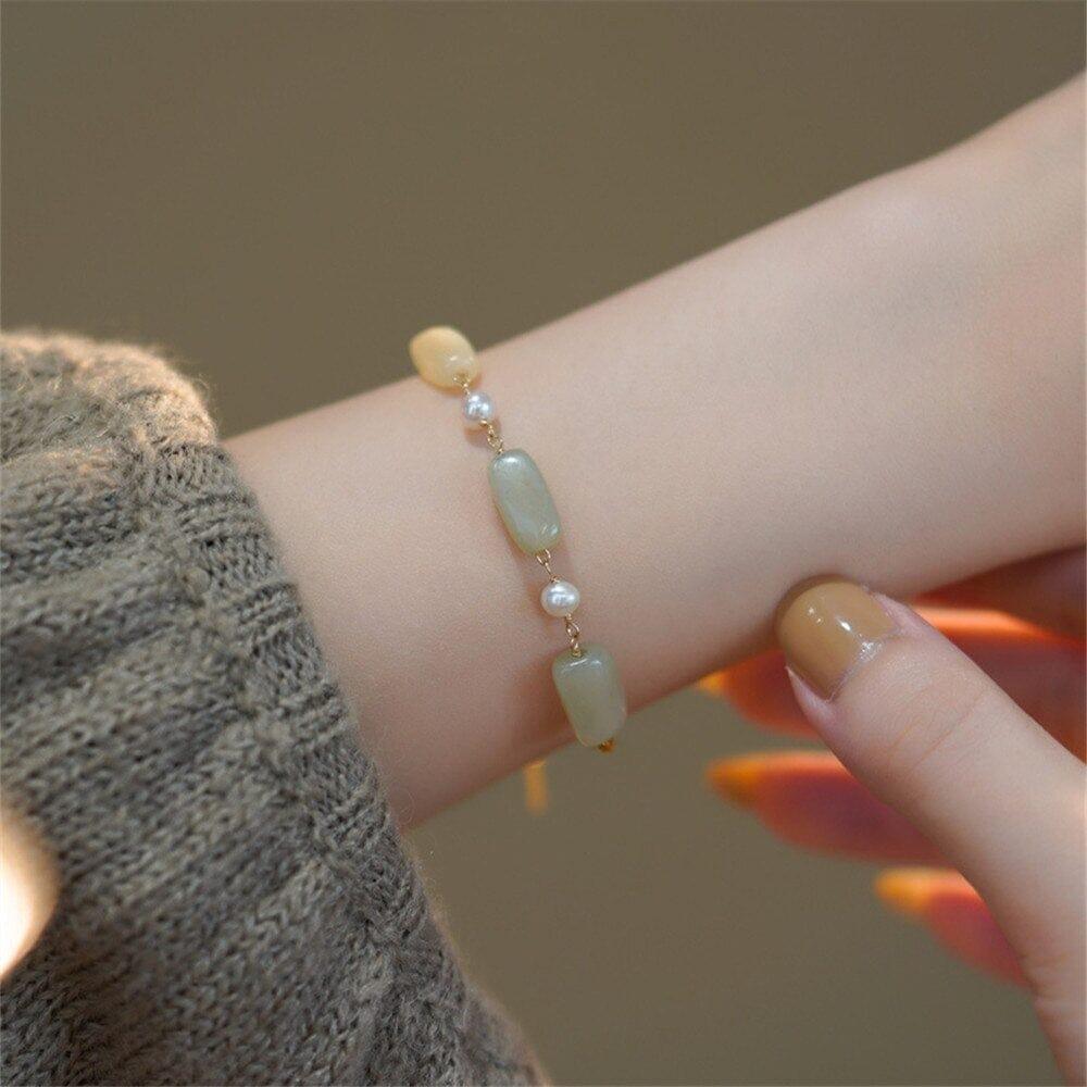 Bracelet Voie de la Prospérité en Jade Vert et Perles