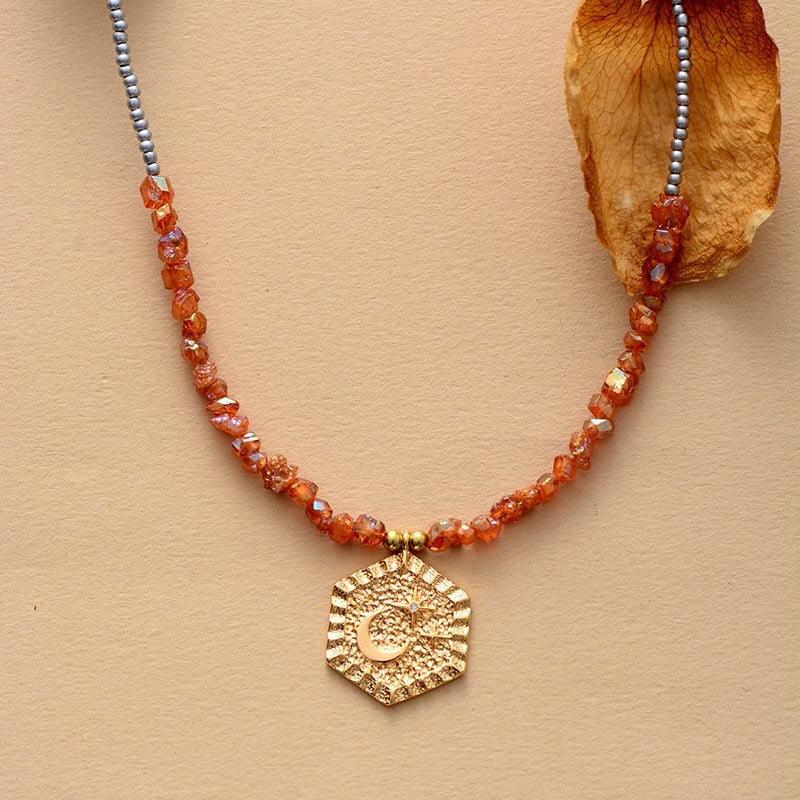 Collier Reine de la Jungle en Quartz et Jade