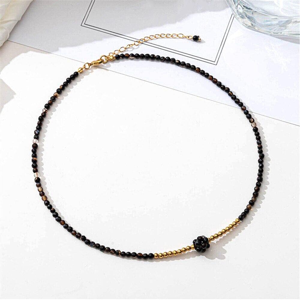 Parure Collier et Bracelet Protecteur en Agate Noire