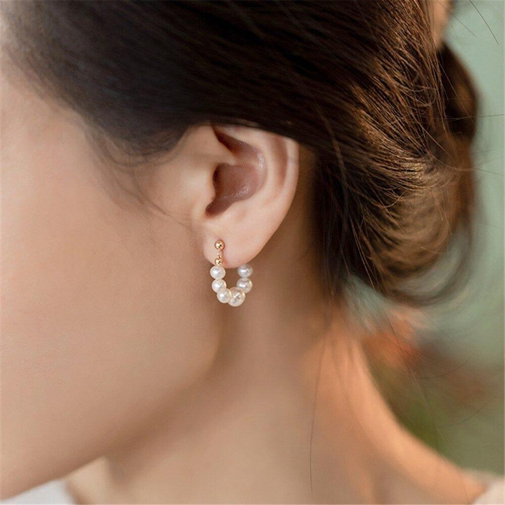 Boucles d'Oreilles Cerceau Grande Classe en Perles d'Eau Douce