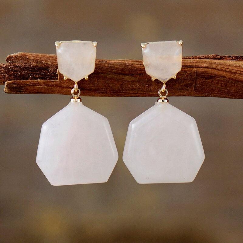 Boucles d'Oreilles Élégance Solennelle en Quartz Rose & Rhodonite