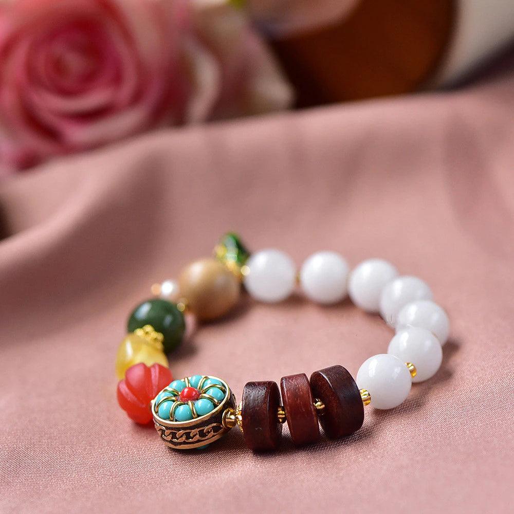Bracelet Opulence Celeste en Jade, Jaspe et Agate