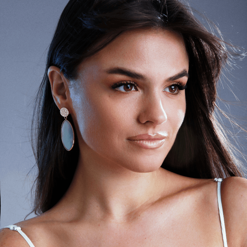 Boucles d'Oreilles Gracieux Hiver en Feuille d'Amazonite